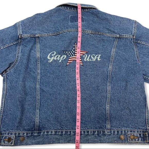 Vintage GAP USA American Flag Star Denim Jacket - Picture 11 of 13